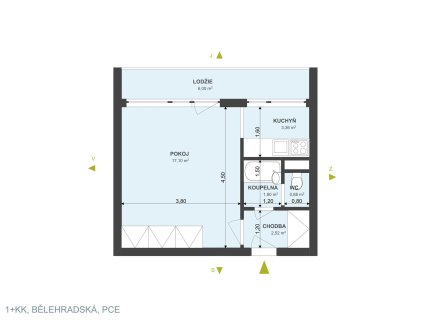 Pronájem bytu, 1+kk, 32 m²