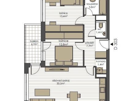 Pronájem bytu, 3+kk, 71 m²