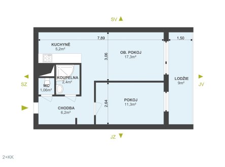Prodej bytu, 2+kk, 55 m²