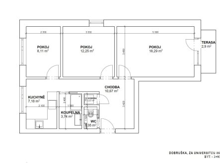 Pronájem bytu, 3+kk, 62 m²