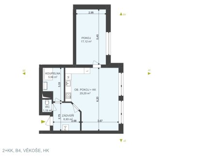 Pronájem bytu, 2+kk, 60 m²