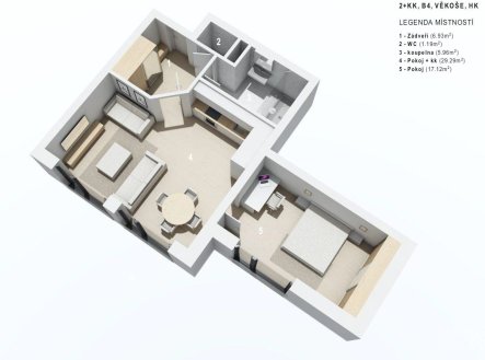 Pronájem bytu, 2+kk, 60 m²