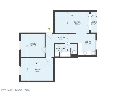 Pronájem bytu, 3+kk, 75 m²
