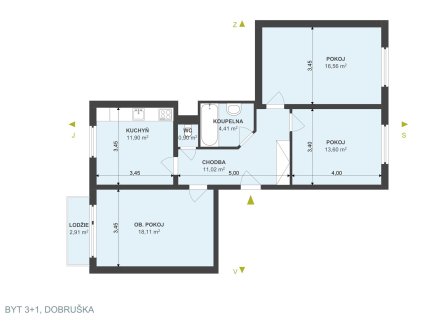 Pronájem bytu, 3+1, 75 m²