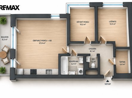 Pronájem bytu, 3+kk, 73 m²