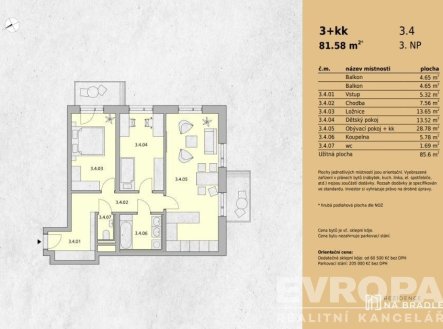 Prodej bytu, 3+kk, 82 m²