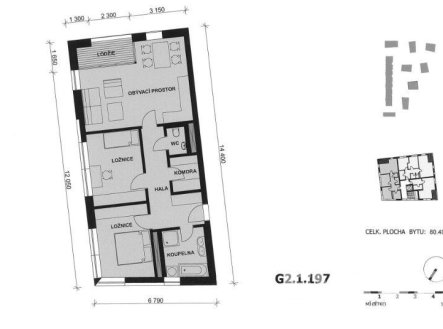 Pronájem bytu, 3+kk, 80 m²