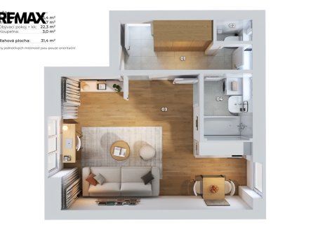 Prodej bytu, 1+kk, 34 m²