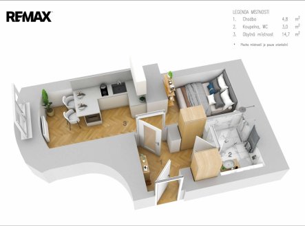 Pronájem bytu, 1+kk, 27 m²