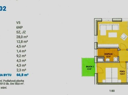 Pronájem bytu, 2+kk, 67 m²