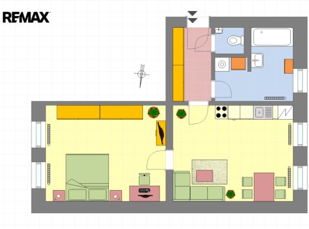 Pronájem bytu, 2+kk, 47 m²