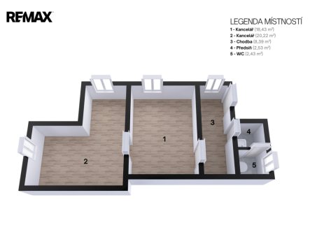 Pronájem kanceláře, 53 m²