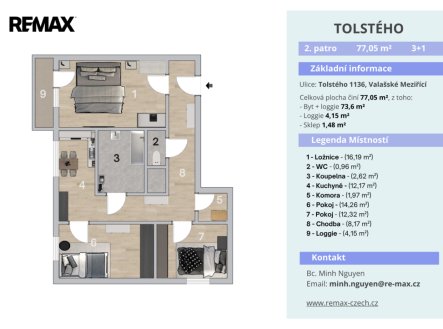 Prodej bytu, 3+1, 77 m²