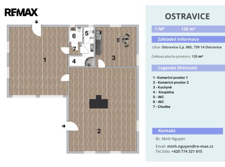 Pronájem obchodní prostory, 120 m²