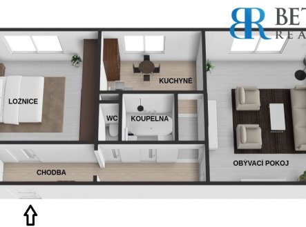Prodej bytu, 2+1, 52 m²