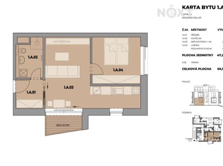 Prodej bytu, 2+kk, 51 m²