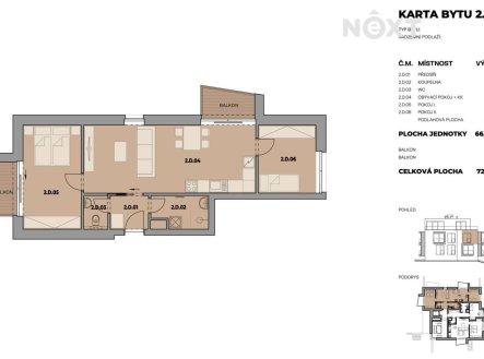 Prodej bytu, 3+kk, 73 m²