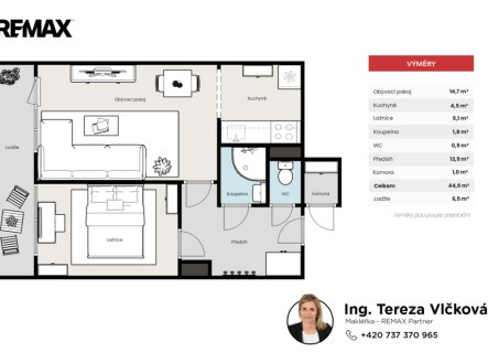 Prodej bytu, 2+kk, 49 m²