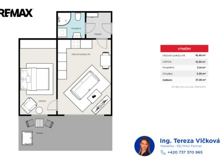 Pronájem bytu, 2+kk, 37 m²