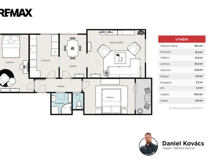 Prodej bytu, 4+1, 74 m²