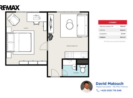 Pronájem bytu, 2+kk, 35 m²
