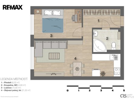 Pronájem bytu, 2+kk, 44 m²