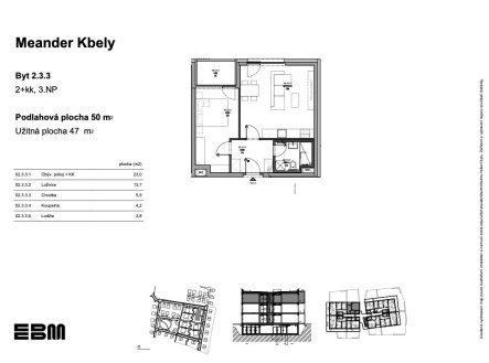 Prodej bytu, 2+kk, 50 m²