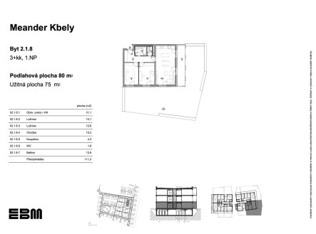 EBM-meander-kbely-2-1-8 | Prodej bytu, 3+kk, 80 m²
