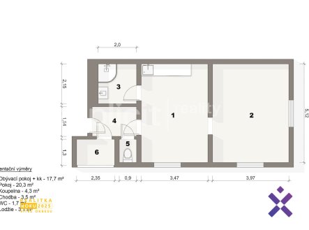 Prodej bytu, 2+kk, 50 m²