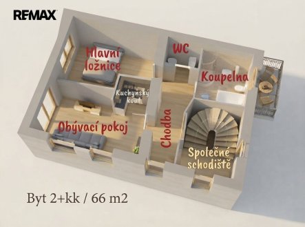Pronájem bytu, 2+kk, 66 m²