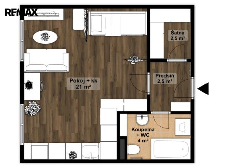 Pronájem bytu, 1+kk, 30 m²