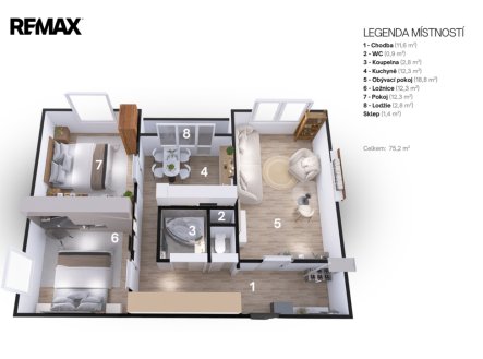 Prodej bytu, 3+1, 75 m²