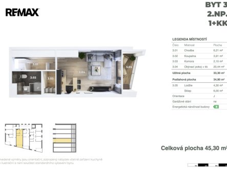 Pronájem bytu, 1+kk, 34 m²