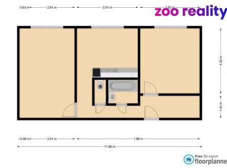 Pronájem bytu, 2+1, 62 m²