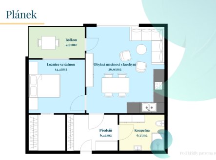 Pronájem bytu, 2+kk, 61 m²