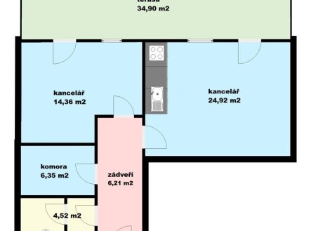 Pronájem kanceláře, 89 m²