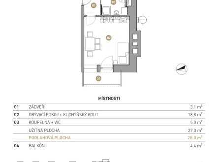 Prodej bytu, 1+kk, 28 m²