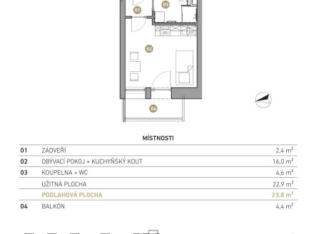 Prodej bytu, 1+kk, 24 m²