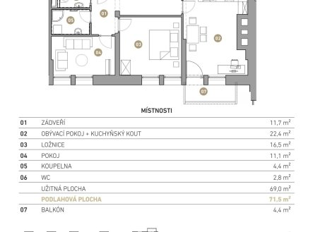 Prodej bytu, 3+kk, 72 m²