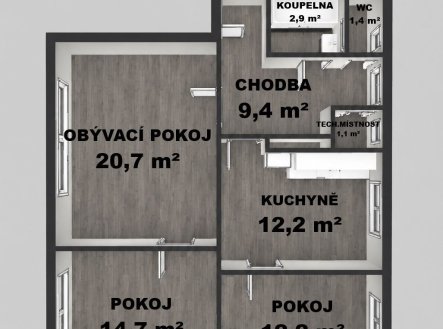 Prodej bytu, 3+1, 74 m²