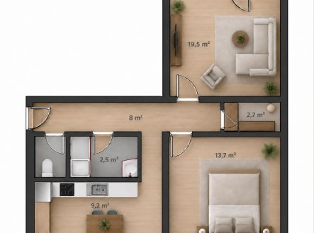 Prodej bytu, 2+1, 56 m²