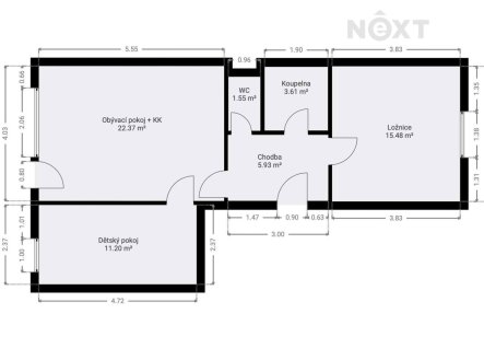 Prodej bytu, 3+kk, 66 m²
