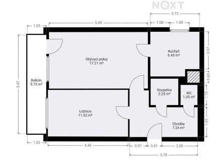Prodej bytu, 2+1, 51 m²