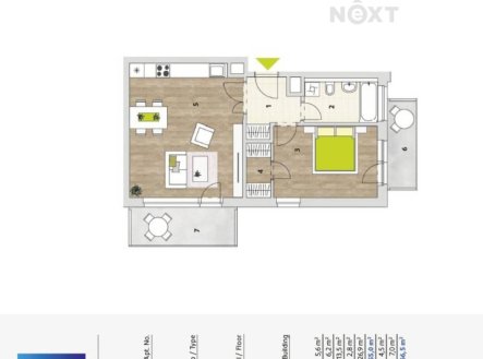 Pronájem bytu, 2+kk, 66 m²