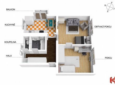 Prodej bytu, 2+1, 57 m²