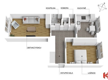 Prodej bytu, 2+1, 61 m²