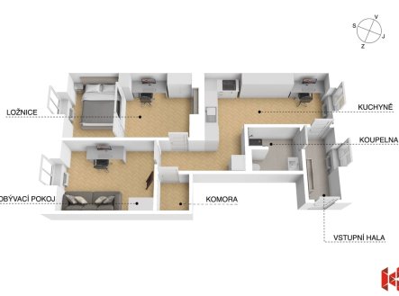 Prodej bytu, 3+kk, 64 m²