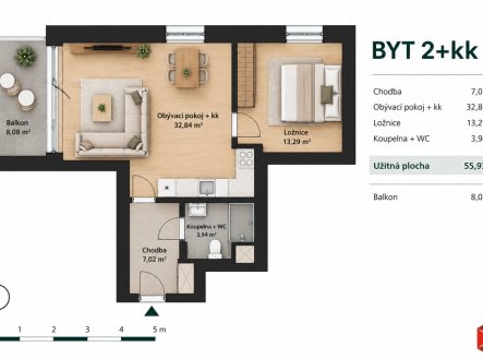 Pronájem bytu, 2+kk, 67 m²