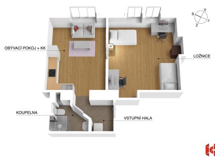 Prodej bytu, 2+kk, 52 m²