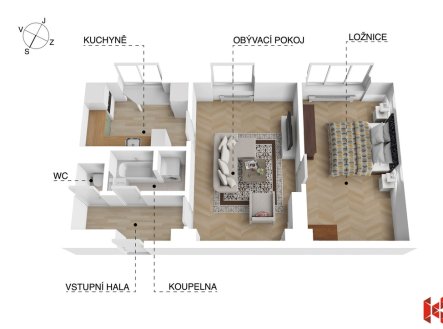 Prodej bytu, 2+1, 52 m²